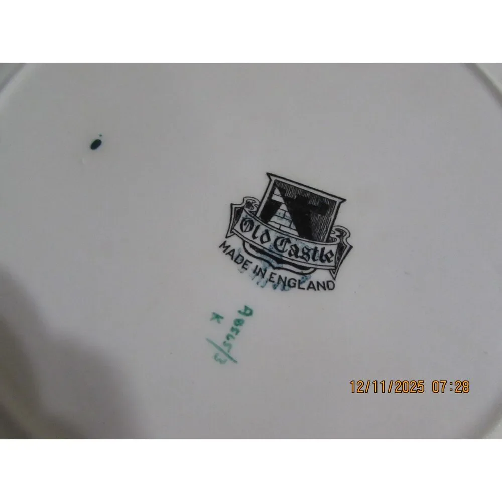 Vintage Old Castle made in England winter scene plate green horse and carriage